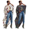 Fashion lady loose one shoulder batwing long sleeve irregularity blouses is short infront and long in back