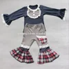 YY-58 Long Sleeve Shirt Blue Girls Fall Sets Toddler Lace Side Clothes