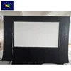 Portable double sided rear and front dual projection foldable aluminum alloy frame projector screen with black curtain or drape