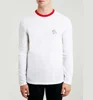 OEM fashion pattern printed long sleeve white t shirt with red ringer high quality mens long sleeve t shirt