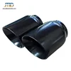PAIR Black Stainless Round Exhaust Tips 2.5 Inlet 4 Outlet 5 Long