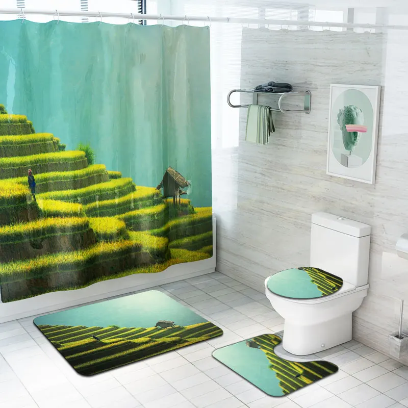 Home Garden Bathmats Rugs Toilet Covers Tropical Evergreen Banana Leaves Bath Mat Rug Non Slip Bathroom Decor Carpet