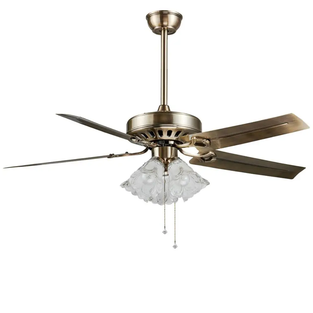 High quality modern bronze five blades 48 inch AC motor decorative ceiling fan chandelier with light