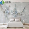 Guangzhou factory supply waterproof flower print bedroom art 8d embossed surface 5d floral wall murals wallpaper