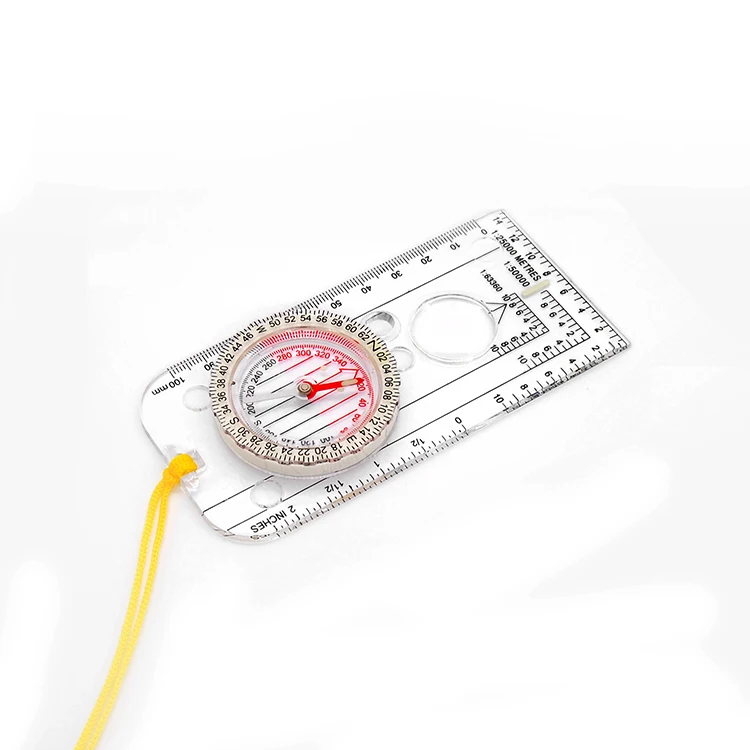 Plastic Map Scale Ruler With Compass Map Ruler With Magnifying Glass
