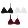 fashion French triangle cup bra no steel ring deep v push up lace tube top with chest pad adjustable strap bra