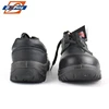 Black waterproof leather work boots with steel toe safety shoes