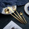Wholesale Wedding Restaurant Bulk Brushed Golden Sliver Ware Flatware 24k Matte Gold Plated Cutlery Flatware Sets