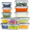 12 Pack Airtight BPA Free Plastic Multi-Size Cheap Food Storage Container with Leak Proof Lid for Kitchen Freshness Storage Use