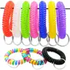 Colorful Bright Crystal Colors Plastic Spiral Coil Wrist Band Key Ring Chain SF1098