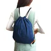 Personalized Practical Drawstring Backpack Logo Print Jeans Bag Denim Bags for Gym
