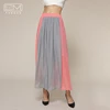 Fashion Contrast Color Chiffon Pleated Skirt Women Long