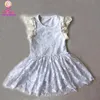 Fashion soft white laced cotton lining baby romper girls clothes lace overlay floral bodysuit with shoulder lace wing