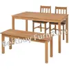Livingroom Kitchen Dining set 1 Table 2 Chairs with 1 bench oak+black Furniture