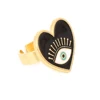 Gold Color Brass Enamel Heart Star Ornament Shiny Crystal Devil Eye Finger Ring Women's Ring Female Accessories