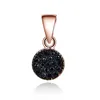 925 sterling silver 3A cubic zirconia small black pave setting rose golden pendant