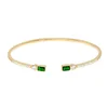 LOZRUNVE Manufacturer Custom Opening Baguette Green Color CZ Bangle 925