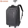 Aoking water-resistant polyester business rolling travel bag backpack trolley wheeled backpack with waterproof zippers