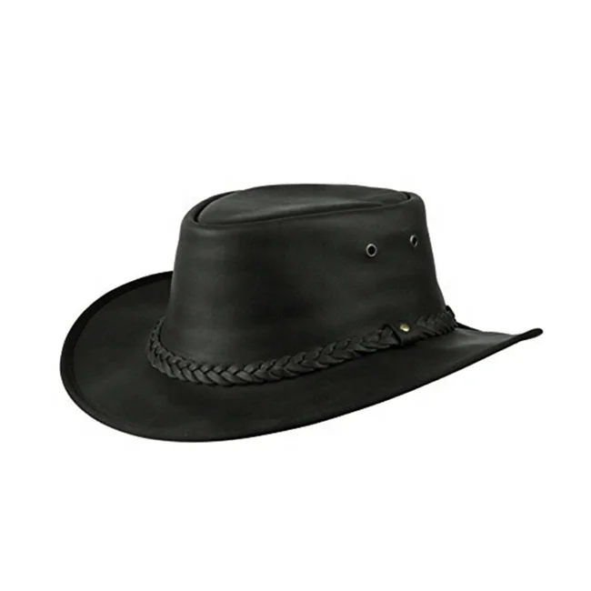 brown leather cowboy hat