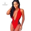 2019 Hot swimwear & beachwear one piece swimsuit sexy girl bikini women pure v neck bathing suit in beach