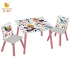 Toffy & Friends Water paint wooden children study table chairs set in Super Girl design