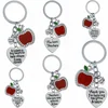 Thank You Teacher Key Chain Ring Holder Jewelry Teacher's Day Gift Keychain Apple Love Heart Charm Keyring