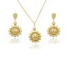 Round Flower Ball Spheral Hollow Out Earrings Pendant Necklace Fashion Jewelry Set