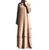 Hot sale Asymmetrical Layered Women Long Sleeves Muslim long Maxi Dress