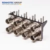 Nickel Plated Right Angle Eight Jack Panel Mount BNC Connector