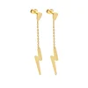 Wholesale Simple Stainless Steel Women's Girls Teens Earrings Gold Sliver Lightning Bolt Dangle Earrings