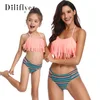 2019 wholesale fashion Mom's and girl's digital printed sexy bikini sets tassel halter top beachwear sport swimsuit women bikini
