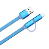 2 in 1 Jelly style TPE USB 2.0 LED light Micro Multi flat USB Charging Cable