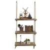 3 Tier Distressed Wood Swing Storage Shelves Jute Rope shelf organizer rack