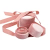 Wholesale Custom Pink Round Small Jewelry Gift Ring Box Velvet with Ribbon