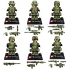 New 6pcs Modern Military Armed Forces SWAT Jungle Maze Mini Sences Building Blocks Children Toys Compatible block