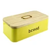 Yellow Vintage Set Home Kitchen Gifts Wood Bamboo Lid Metal Kitchen Storage Tin Canister Bread box/container/Bin