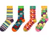 customs logo fashion colorful happy men dress crew cotton socks wholesale