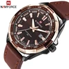 NAVIFORCE 9056 New NAVIFORCE Brand Men Quartz Watches Leather Waterproof Analog Watches Mens Date Casual Clock Rome Time