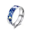 New Romantic Couple Van Gogh's Starry Sky Painting Ring