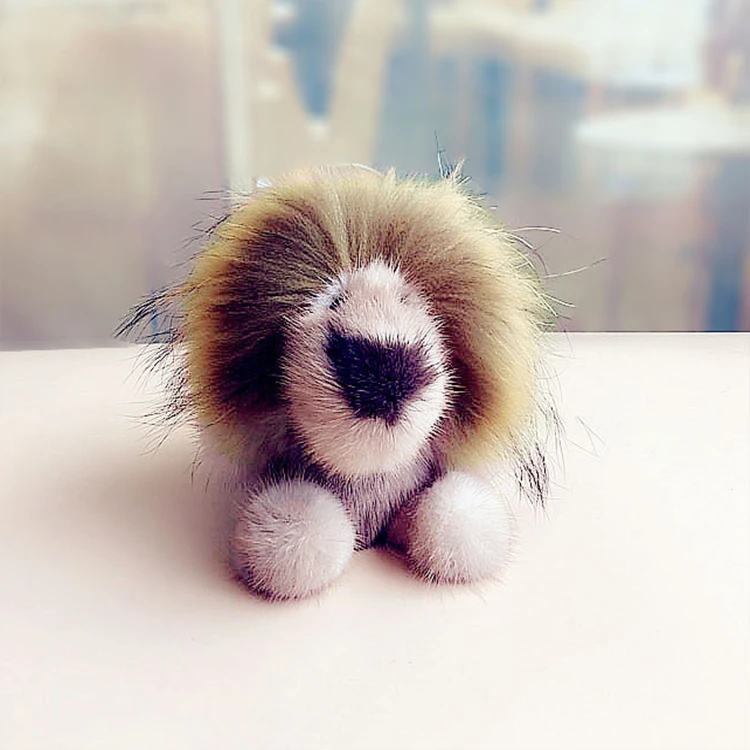 
Different color pendant charm lion shape real mink skin animal key chain 