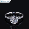 Tianyu gems customized 14k/18K white gold ring 7mm round heart&arrow colorless moissanite gold engagement ring for lady
