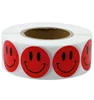Hybsk Red Smiley Face Happy Stickers 1" Round Circle Teacher Labels 1000 Total Per Roll (1 roll)