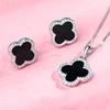 New style fashion jewelry 925 Silver Clover Necklace Female Black Agate with micro-drill pendant clavicle chain