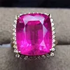 fashion 18K gold South Africa real diamond 12.5ct natural red cushion facetted cut tourmaline ring for female