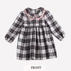 Kids Autumn Dress For 3-8Y Baby Little Girls British Style Soft Flannel Paid Long Sleeves Causal Party Dresses