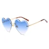 Blue rimless sun glasses ocean clear lens candy colors designer women heart shaped Las gafas de sol sunglasses