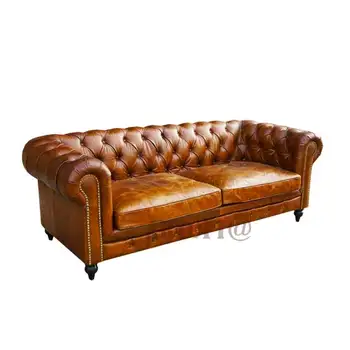 High End Luxury Multi Colors Living Room Furniture Antique Brown High End Luxury Multi Colors Living Room Furniture Antique Brown Leather Upholstered Chesterfield Sofa