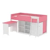 Modern children girls mini pink MDF wood loft bunk bed set with table desk bedroom furniture,wooden kids bunk bed