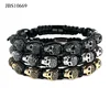 Renting jewelry making new design luxury CZ diamond skull skeleton head braided men macrame bracelet