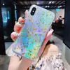 bling bling shiny design New Laser Gold Flakes Soft Rubber mobile phone case shell for iphone 7 8 plus